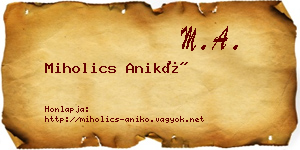 Miholics Anikó névjegykártya